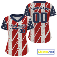 Load image into Gallery viewer, Custom Red And Blue USA Flag Baseball Shirt For Women Youth Patriotic Baseball Jersey NYN1380