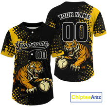 Load image into Gallery viewer, Custom Black And Yellow Tiger Baseball Ball Jerseys For Men Baseball Tournament Jersey NYN1383