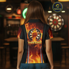 Load image into Gallery viewer, Flaming Hand Holding Dart Arrow Women's Darts Shirt - Custom Name For Darts Jersey NYN0546