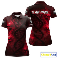 Load image into Gallery viewer, Darts - It's Is In My DNA Personalized Red Dart Shirt For Women Skull Dartboard Dart Team Shirts NYN1125