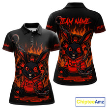 Load image into Gallery viewer, Flaming Rabbit &amp; Orange Dartboard Darts Shirt For Women - Custom Name &amp; Team Jersey NYN0594