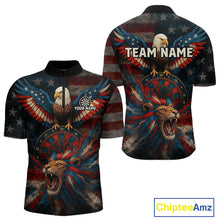 Load image into Gallery viewer, Men's Patriotic Darts Shirt Personalized US Flag Lion Dartboard Outfit Team Dart Jersey NYN1212