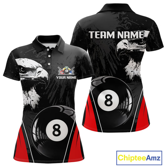Grey Grunge Eagle Billiard Shirts For Women  Custom Pool 8 Ball Billiard Team Jerseys NYN2299