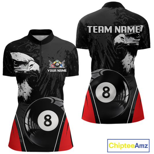 Grey Grunge Eagle Billiard Shirts For Women  Custom Pool 8 Ball Billiard Team Jerseys NYN2299