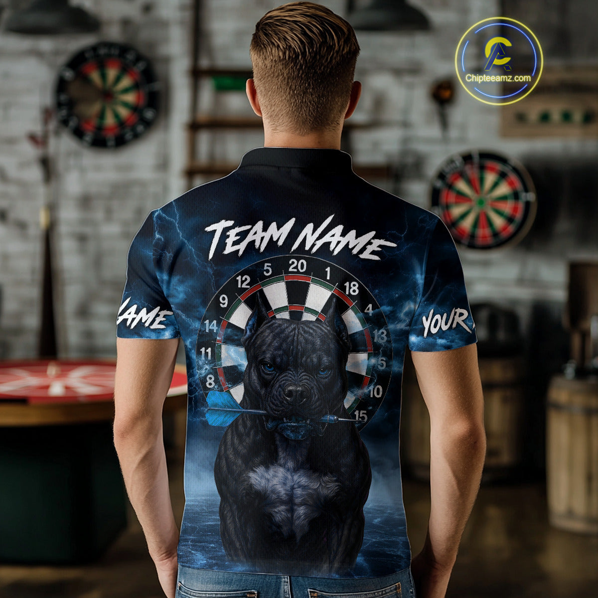 Bulldog Play Darts Men's Polo Shirt Darts Jersey Custom Name For Players NYN0738