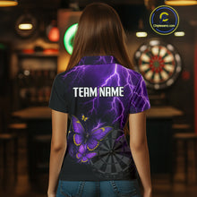Load image into Gallery viewer, Custom Women's Darts Shirt With Violet Lightning &amp; Glowing Butterfly, Darts Jersey NYN0286