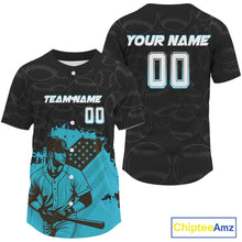 Load image into Gallery viewer, Turquoise Men's Patriotic Baseball Jersey Custom US Flag Men Plays Baseball, Baseball Team NYN1033