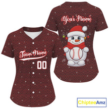 Load image into Gallery viewer, Custom Snowman Merry Christmas Baseball Jerseys For Women Youth Xmas Baseball Jerseys NYN1388