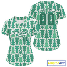 Load image into Gallery viewer, Custom Green Xmas Tree Christmas Baseball Jersey For Women Christmas Baseball Jersey NYN1281