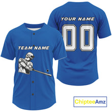 Load image into Gallery viewer, Custom Blue And White Minimalist Baseball Shirts For Men Youth Baseball Shirt Outfits NYN0908