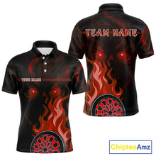 Load image into Gallery viewer, Custom Black And Red Flames Skull Dartboard Polo Dart Shirt For Men Outfit Dart Team Jerseys NYN0926