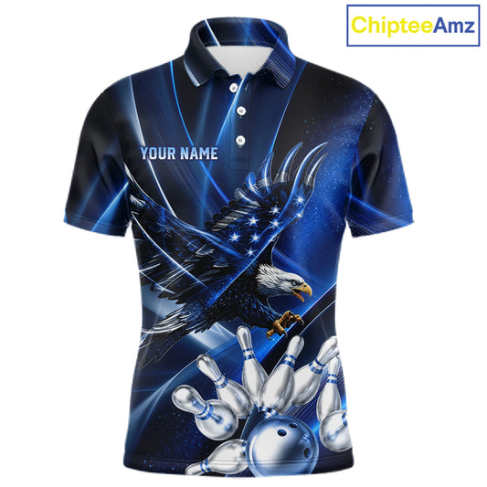 Blue Galaxy Eagle Bowling Shirt For Men Custom Polo Quarter-Zip Bowling Team Jersey NYN3680