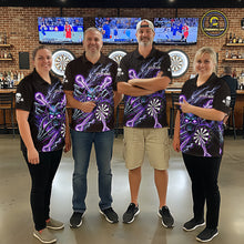 Load image into Gallery viewer, Personalized Purple Skeleton Thunder Lightning Men Dart Quarter- Zip Shirt Skull Dart Jerseys NYN2119