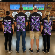 Load image into Gallery viewer, Personalized Purple Skeleton Thunder Lightning Men Dart Quarter- Zip Shirt Skull Dart Jerseys NYN2119