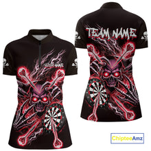 Load image into Gallery viewer, Personalized Red Skeleton Thunder Lightning Women Dart Quarter- Zip Shirts Skull Dart Jerseys NYN2121