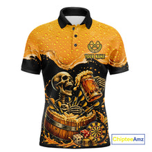 Load image into Gallery viewer, Custom Funny Skeleton Play Dart And Beer Dartboard Men Polo Shirt Personalized Dart Team Jerseys NYN2773