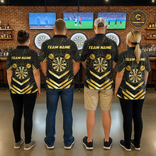 Load image into Gallery viewer, Black And Gold Dartboard Men Dart Polo &amp; 1/4-Zip Shirt Custom Cracked Dart Jersey For Darters NYN3002