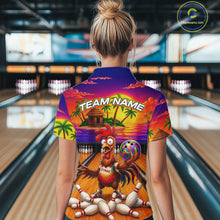 Load image into Gallery viewer, Funny Colorful Rooster Bowling Jerseys For Women Custom Summer Bowling Shirt Team Attire NYN3183