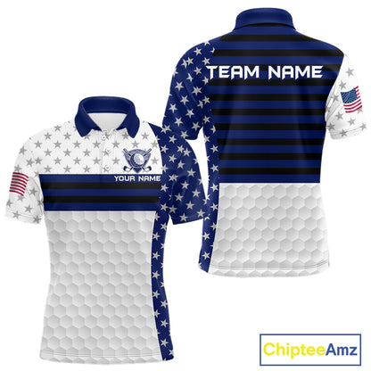 American Flag Mens Golf Polo Shirt Custom Black And Blue Patriotic Golf Team Shirt Golf Tops NYN4043