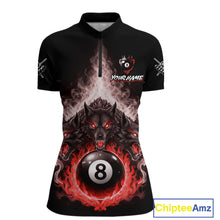 Load image into Gallery viewer, Custom Horror Wolfs Black Red Smokes Pool 8 Ball Women's Billiard Team Shirt Billiard Attire NYN2668
