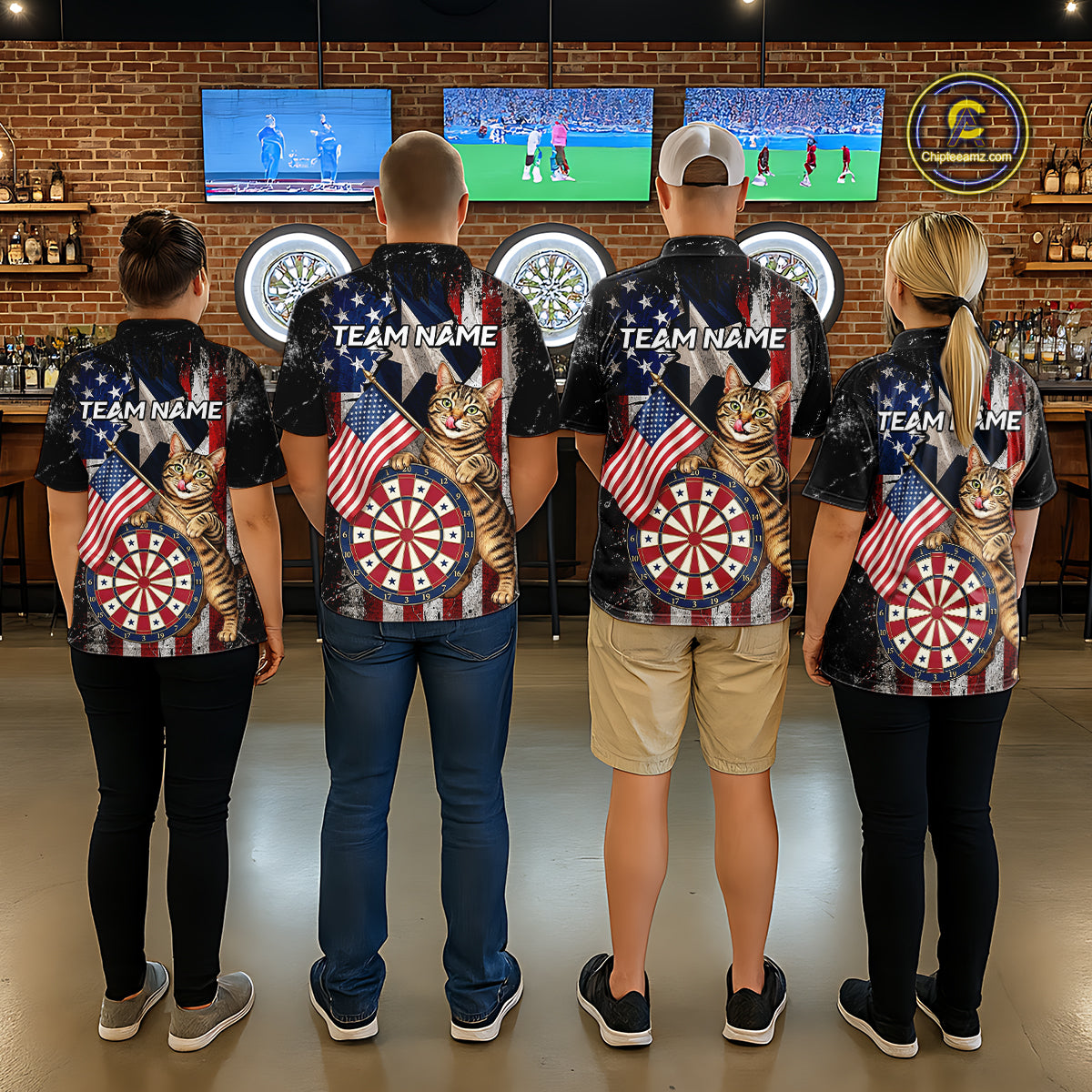 Funny Cat Patriotic Dartboard Darts Jersey For Women Custom Grunge Texas - US Flag Darts Team Shirts NYN3205