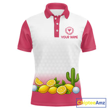 Load image into Gallery viewer, Mens Flamingo Tropical Polo Golf Shirts Custom Pink And White Ball Golf Attire For Golfers NYN3061