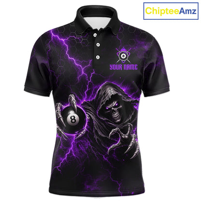 Custom Purple Grim Reaper Thunder 8 Ball Pool Billiard Shirt For Men,  Billiard Team Jersey NYN3780