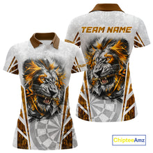 Load image into Gallery viewer, Yellow And White Grunge Tiger Dartboard Custom Women Darts Polo League Shirts Dart Jerseys NYN2839