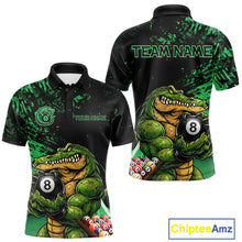 Load image into Gallery viewer, Custom Green Grunge Crocodile 8 Ball Billiard Pool Shirt For Men Funny Billiard Team Jersey NYN3066