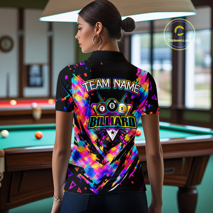 Personalized Colorful Paint Billiard Ball Shirt For Women Custom Billiard Pool Team Jersey NYN3225