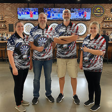 Load image into Gallery viewer, Eagle Plays Dart Arrow Freedom Patriotic Darts Quarter-zip Shirt Personalized US Flag Women Dart Jerseys NYN2519