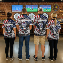 Load image into Gallery viewer, Eagle Plays Dart Arrow Freedom Patriotic Darts Quarter-zip Shirt Personalized US Flag Women Dart Jerseys NYN2519