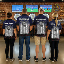 Load image into Gallery viewer, Gray, Blue And Red Grunge US Flag Darts Polo &amp; 1/4-Zip Shirt Custom Patriotic Dart Jersey For Women NYN3081