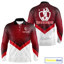 Load image into Gallery viewer, White And Red Geometric Golf Polo Golf Shirts For Men Personalized Golf Team Attire NYN3249