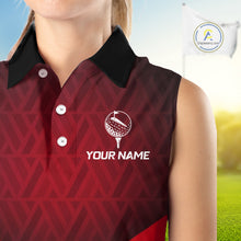 Load image into Gallery viewer, White And Red Geometric Golf Sleeveless Polo Golf Shirts For Women Personalized Golf Team Attire NYN3249