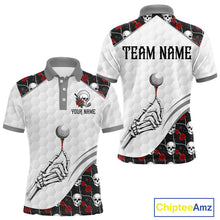 Load image into Gallery viewer, Red Roses Skull Pattern Golf Polo Shirts For Men Custom Bone Hand Golf Team Tournament NYN3254