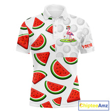 Load image into Gallery viewer, Funny Watermelon Pattern Mens Golf Polo Shirts Custom Funny Golfing Flamingo Golf Shirts NYN2882
