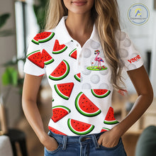 Load image into Gallery viewer, Funny Watermelon Pattern Womens Golf Polo Shirts Custom Funny Golfing Flamingo Golf Shirts NYN2882