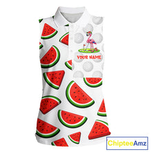 Load image into Gallery viewer, Funny Watermelon Womens Sleeveless Golf Polo Shirts Custom Funny Golfing Flamingo Golf Shirts NYN2882