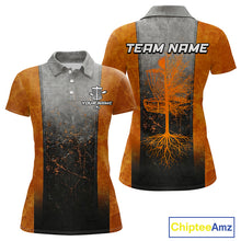 Load image into Gallery viewer, Disc Golf Basket Grunge Orange Womens Disc Golf Polo Shirts Custom Disc Golf Jerseys Team Shirts For Women NYN3112