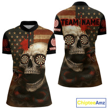 Load image into Gallery viewer, Custom Horror Cobra Skull Dartboard Dart 1/4-Zip Shirt For Women Patriotic Dart Team Jersey NYN1500