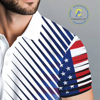 Patriotic Mens Golf Shirts Golf Clothing Custom American Flag Polo Shirt, Gifts For The Golfer NYN2932