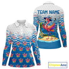 Load image into Gallery viewer, Flamingo Golf Clothing Waving Summer Golf Shirt Women Custom Floral Golf Polo, Best Golf Gifts NYN2937
