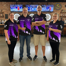 Load image into Gallery viewer, Personalized Wolf-Head Dart Arrows Purple Dart Quarter-Zip Shirt For Women Dart Team Jerseys NYN2283