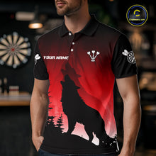 Load image into Gallery viewer, Personalized Wolf-Head Dart Arrows Red Dart Polo Shirt For Men Dart Team Jerseys NYN2284