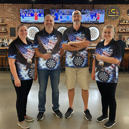 US Flag Smoke Eagle Lightning Dartboard Men Darts Shirt Personalized Patriotic Dart Polo Jerseys NYN2575