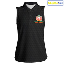 Load image into Gallery viewer, Tropical Black Golf Ball Sleeveless Polo Golf Shirts For Women Custom Splatter Golf Team Attire For Golfers NYN3153