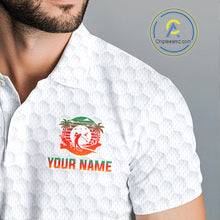 Load image into Gallery viewer, Tropical White Golf Ball Polo Golf Shirts For Men Custom Splatter Golf Team Attire For Golfers NYN3154