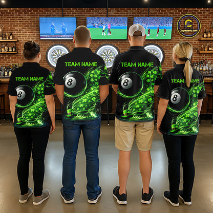 Funny Tornado Shamrock 8 Ball St Patrick's Day Women  Billiard Shirts Custom Pool Balls Billiard Attire NYN2742