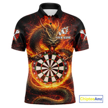Load image into Gallery viewer, Personalized Red Flaming Dragon Dartboard Men Darts Polo Shirt Custom Darts Team Jerseys NYN2582